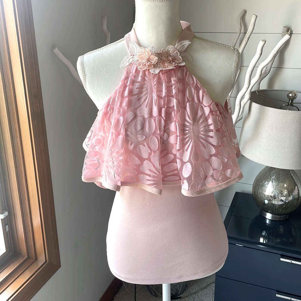 Plush Pink blouse sleeve less and off shoulder